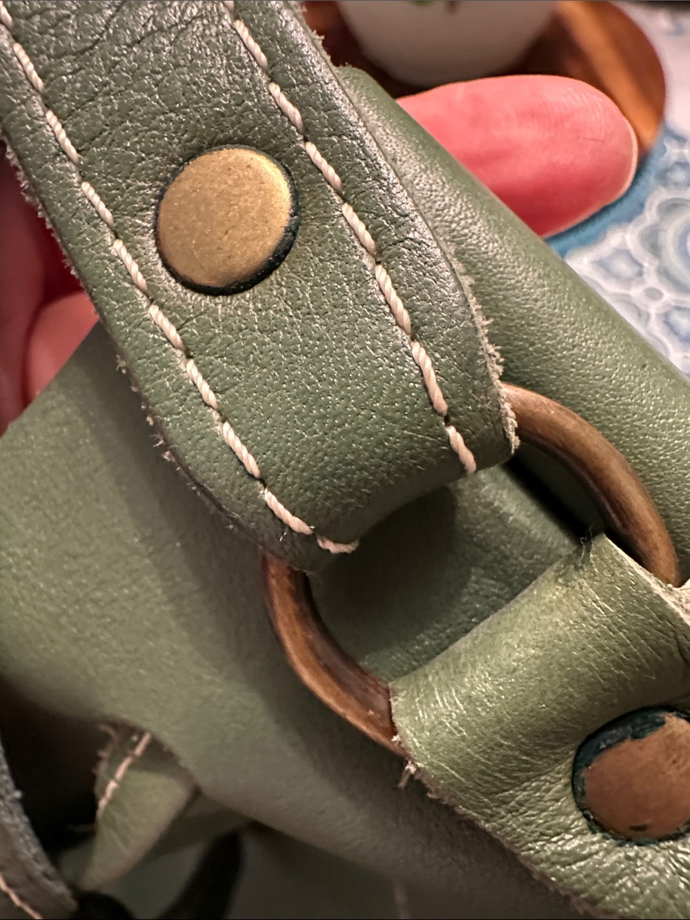 Portland Leather Green Drawstring Shoulder Bag - Picture 4 of 7